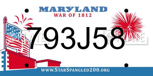 793J58 Maryland License Plate