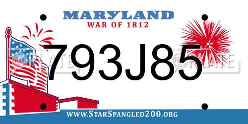 793J85 Maryland License Plate