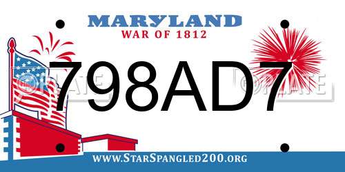 798AD7 Maryland License Plate