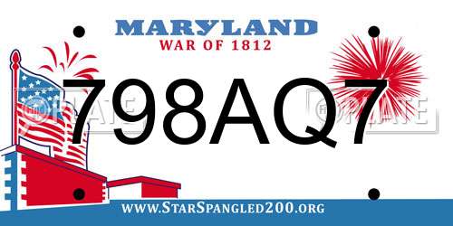 798AQ7 Maryland License Plate
