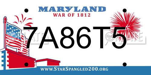 7A86T5 Maryland License Plate