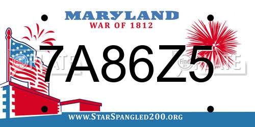 7A86Z5 Maryland License Plate