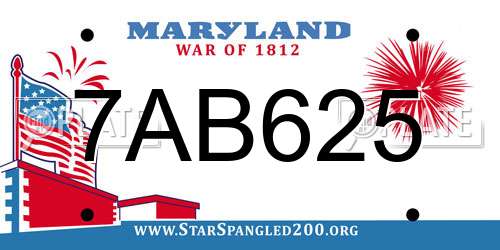 7AB625 Maryland License Plate