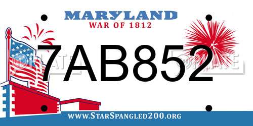 7AB852 Maryland License Plate
