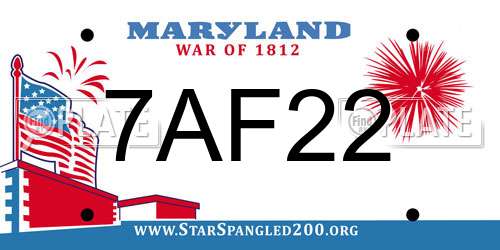 7AF22 Maryland License Plate