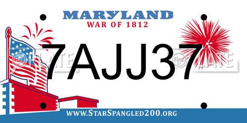 7AJJ37 Maryland License Plate