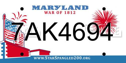 7AK4694 Maryland License Plate