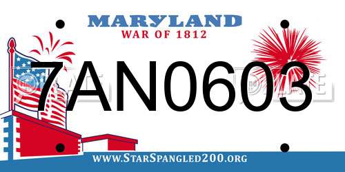 7AN0603 Maryland License Plate