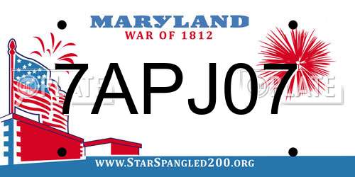 7APJ07 Maryland License Plate