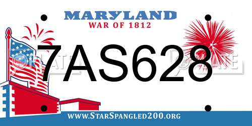 7AS628 Maryland License Plate