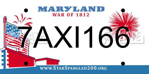 7AXI166 Maryland License Plate
