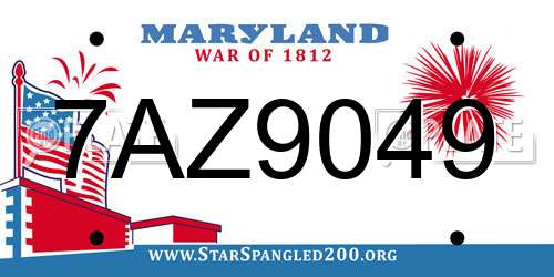 7AZ9049 Maryland License Plate