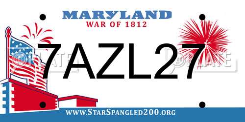 7AZL27 Maryland License Plate