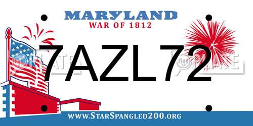 7AZL72 Maryland License Plate