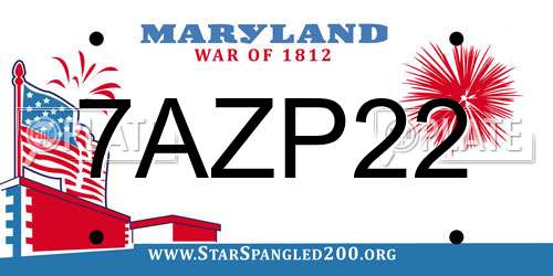 7AZP22 Maryland License Plate