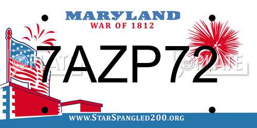 7AZP72 Maryland License Plate