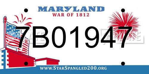 7B01947 Maryland License Plate