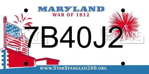 7B40J2 Maryland License Plate