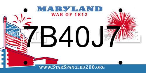 7B40J7 Maryland License Plate