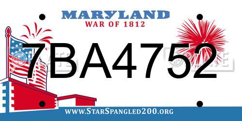 7BA4752 Maryland License Plate