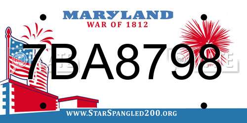 7BA8798 Maryland License Plate