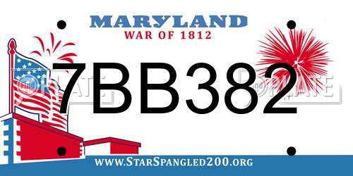 7BB382 Maryland License Plate