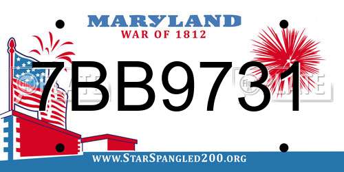 7BB9731 Maryland License Plate
