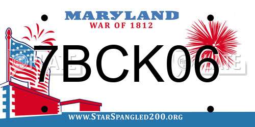 7BCK06 Maryland License Plate