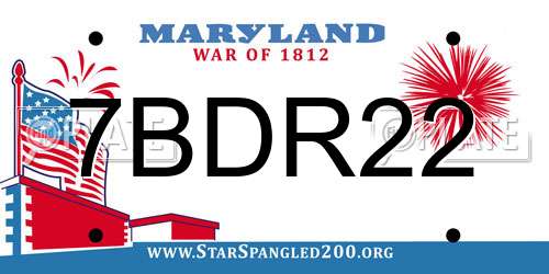 7BDR22 Maryland License Plate