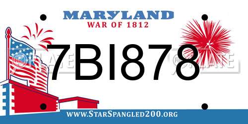7BI878 Maryland License Plate
