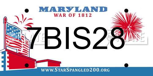 7BIS28 Maryland License Plate