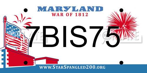 7BIS75 Maryland License Plate