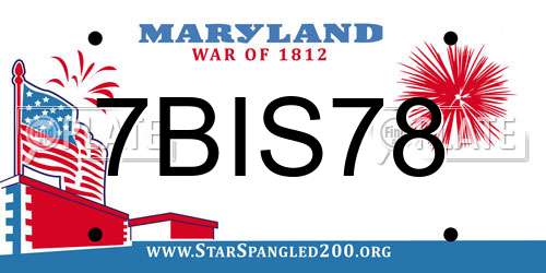 7BIS78 Maryland License Plate