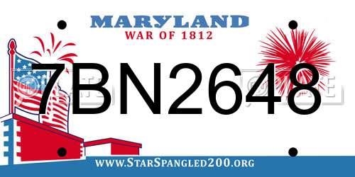 7BN2648 Maryland License Plate