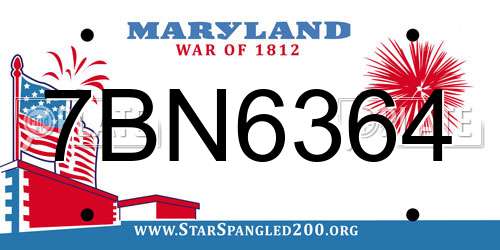 7BN6364 Maryland License Plate