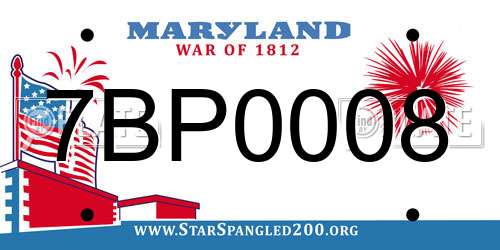 7BP0008 Maryland License Plate