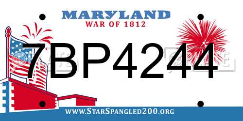 7BP4244 Maryland License Plate