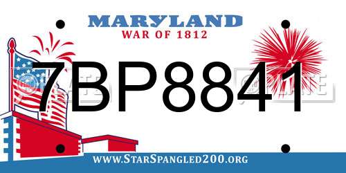 7BP8841 Maryland License Plate