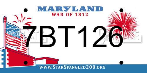 7BT126 Maryland License Plate