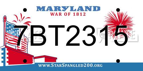 7BT2315 Maryland License Plate