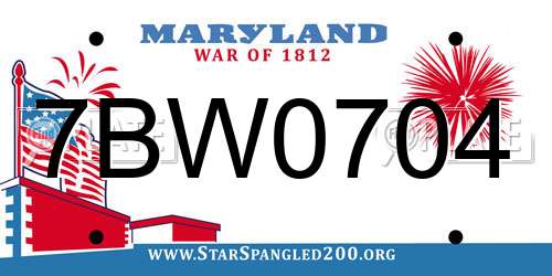 7BW0704 Maryland License Plate