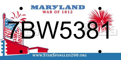 7BW5381 Maryland License Plate