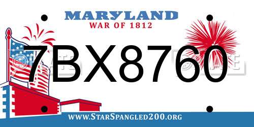 7BX8760 Maryland License Plate