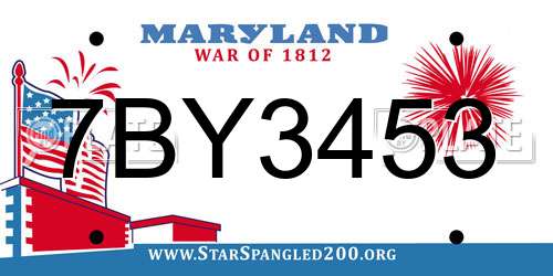 7BY3453 Maryland License Plate