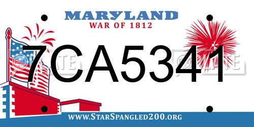 7CA5341 Maryland License Plate