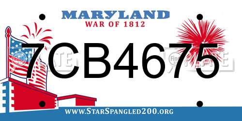 7CB4675 Maryland License Plate