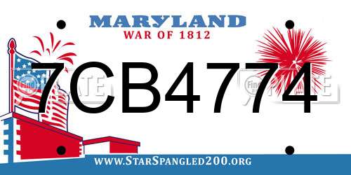 7CB4774 Maryland License Plate