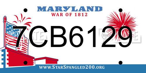 7CB6129 Maryland License Plate