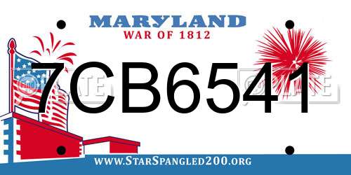 7CB6541 Maryland License Plate