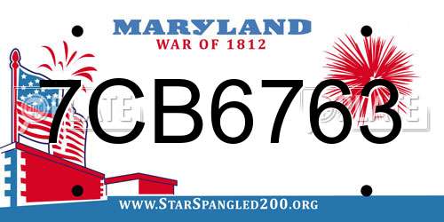 7CB6763 Maryland License Plate